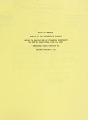 Cover of: State of Montana, Office of the Legislative Auditor, report on examination of financial statements: two fiscal years ended June 30, 1983