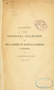 Cover of: Catalogue of the oological collection in the Academy of Natural Sciences of Philadelphia