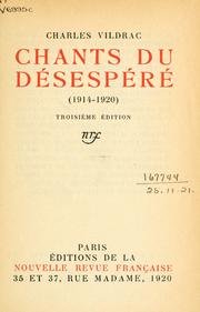 Cover of: Chants du désespéré (1914-1920)