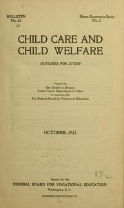 Cover of: Child care and child welfare: outlines for study