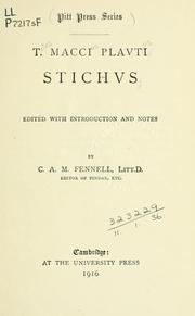 Cover of: Stichus by Titus Maccius Plautus
