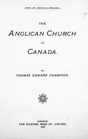 Cover of: The Anglican church in Canada