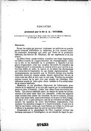 Cover of: Discours prononcé par le Dr. A.A. Foucher: à l'occasion de l'ouverture de la 50ème année des cours de l'Ecole de médecine et de chirurgie de Montréal, le 4 octobre, 1892.