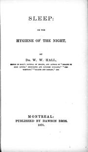 Cover of: Sleep, or, The hygiene of the night