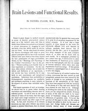 Cover of: Brain lesions and functional results by Daniel Clark