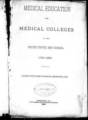 Cover of: Medical education and medical colleges in the United States and Canada 1765-1885