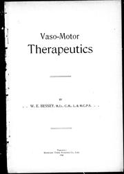 Vaso-motor therapeutics by W. E. Bessey