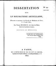 Cover of: Dissertation sur le rhumatisme articulaire: pré senté e et soutenue à la Faculté de médecine de Paris, le 16 août 1822
