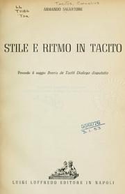 Cover of: Stile e ritmo in Tacito.