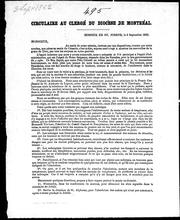 Circulaire au clergé du diocèse de Montréal by Église catholique. Diocèse de Montréal. Évêque (1840-1876 : Bourget)