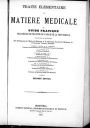 Cover of: Traité élémentaire de matière médicale et guide pratique des Soeurs de Charité de l'Asile de la Providence