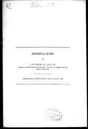 Cover of: Electrical burns by by J.M. Elder.