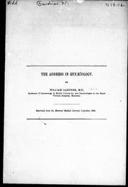 Cover of: The address in gynaecology: y William Gardner.