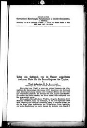 Cover of: Ueber den Gebrauch von im Wasser aufgelösten trockenen Blute für die Serumdiagnose des Typhus: von Wyatt Johnston.