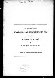 Cover of: On so-called spontaneous or idiopathic cheloid: with the report of a case
