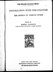 Cover of: Concilation with the colonies: the speech