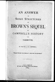 Cover of: An answer to some strictures in Brown's Sequel to Campbell's History of Yarmouth by Campbell, J. R.