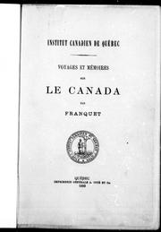 Voyages et mémoires sur le Canada by Louis Franquet