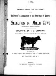Cover of: Selection of milch cows and economy in their feeding
