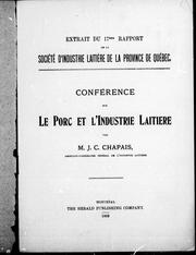 Cover of: Conférence sur le porc et l'industrie laitière by J. C. Chapais