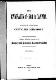 Cover of: The campaign of 1760 in Canada: a narrative attributed to Chevalier Johnstone.