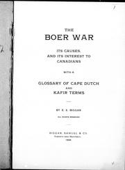 Cover of: The Boer War by by E.B. Biggar.