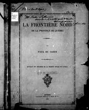 Cover of: La frontière nord de la province de Québec