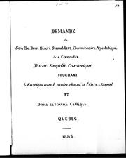 Cover of: A Son Excellence Dom Henri Smeulders, commissaire apostolique, Québec
