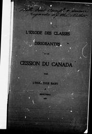 Cover of: L' exode des classes dirigeantes à la cession du Canada