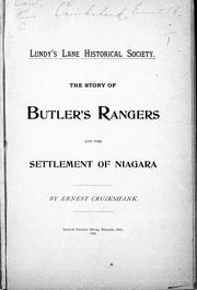 Cover of: The story of Butler's rangers and the settlement of Niagara