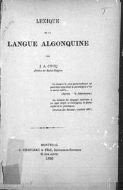 Lexique de la langue algonquine by J. A. Cuoq