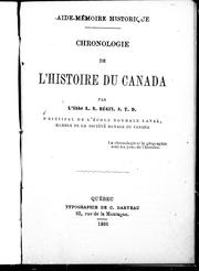 Cover of: Chronologie de l'histoire du Canada