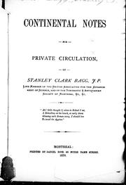 Cover of: Continental notes for private circulation