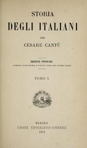 Cover of: Storia degli italiani.