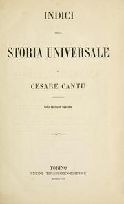 Cover of: Storia universale by Cesare Cantù