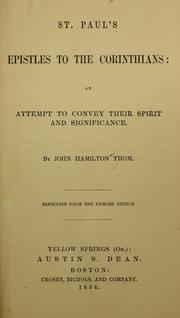 Cover of: St. Paul's Epistles to the Corinthians by John Hamilton Thom