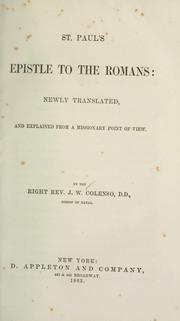 Cover of: St. Paul's Epistle to the Romans by John William Colenso