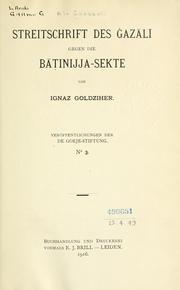 Cover of: Streitschrift des Gazl gegen die Binijja-sekte by Ghazzl