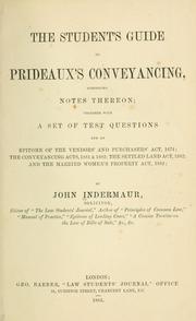 Cover of: The student's guide to Prideaux's Conveyancing by John Indermaur