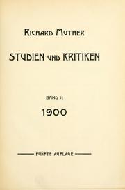 Cover of: Studien und Kritiken. by Richard Muther