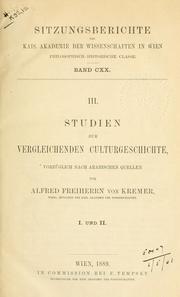 Cover of: Studien zur vergleichenden Culturgeschichte: vorzüglich nach arabischen Quellen.