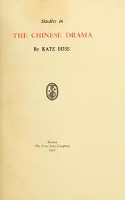 Cover of: Studies in the Chinese drama