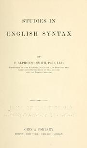 Cover of: Studies in English syntax