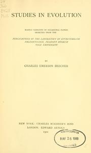 Cover of: Studies in evolution: mainly reprints of occasional papers selected from the publications of the Laboratory of invertebrate paleontology, Peabody Museum, Yale University.