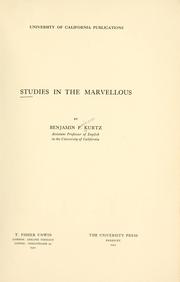 Cover of: Studies in the marvellous.