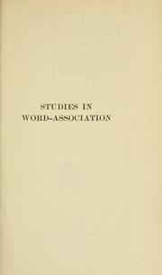 Cover of: Studies in word-association by Carl Gustav Jung