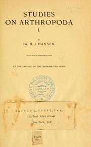 Cover of: Studies on Arthropoda.