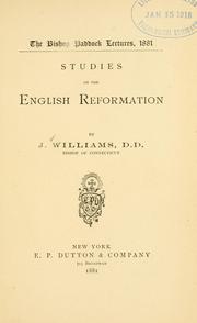 Cover of: Studies on the English Reformation | Williams, John