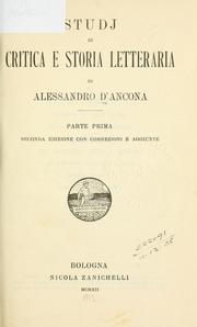 Cover of: Studj di critica e storia letteraria. by Alessandro D'Ancona