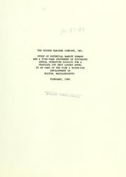 Cover of: Study of potential market demand and a five-year statement of estimated annual operating results for a proposed 290 unit luxury hotel to be part of the pier 4 mixed-use development in Boston, Massachusetts. by Boston Mariner Company, Inc.